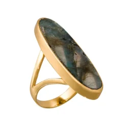 Femme Moonstone Bague Olivia Labradorite en laiton doré