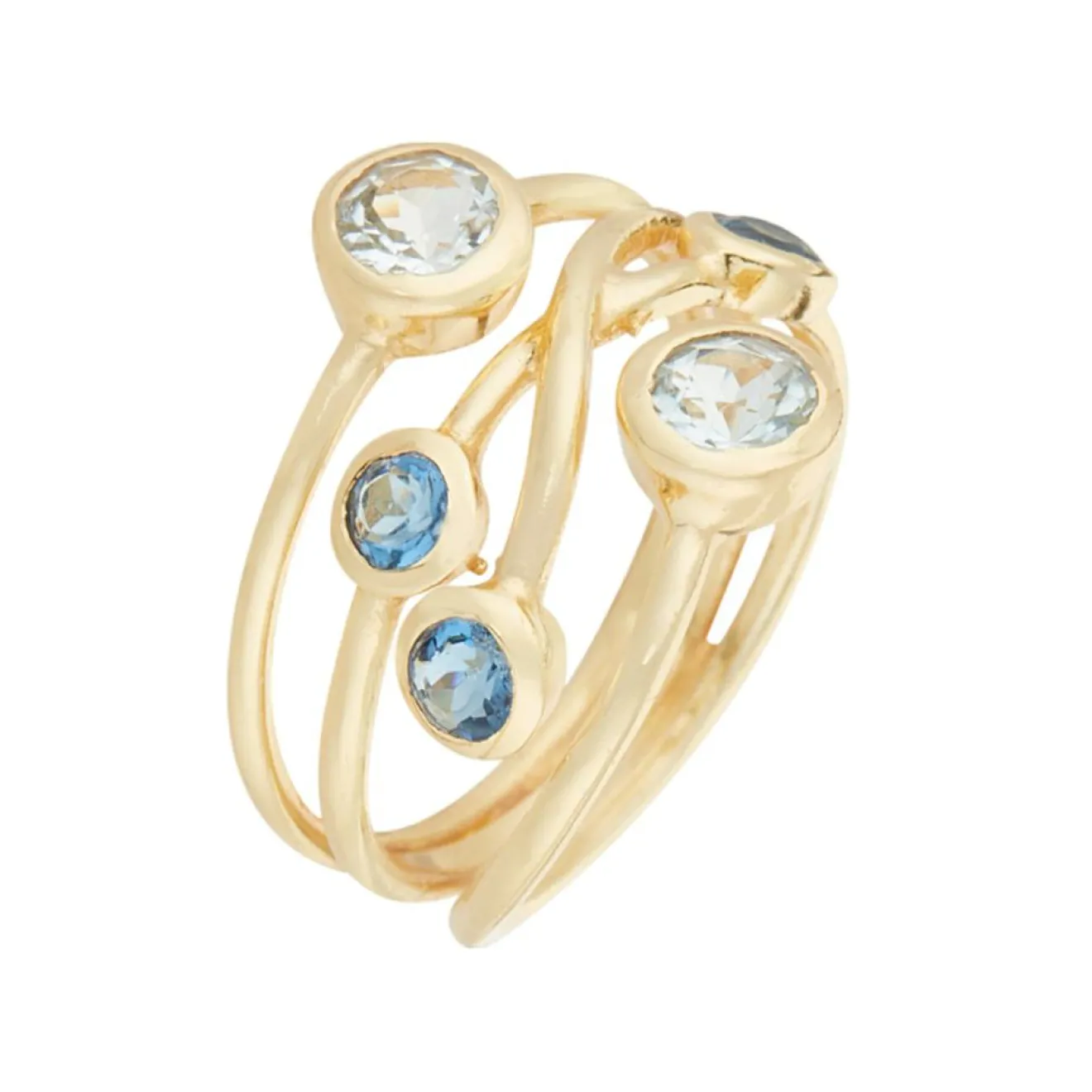 Femme Moonstone Bague Pampa Topaze bleue & Iolite en laiton doré