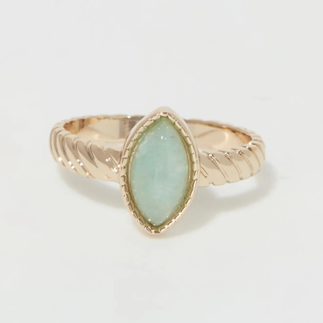 New Moonstone Bague Paola Amazonite en laiton doré