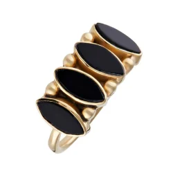 Femme Moonstone Bague Reina Onyx en laiton doré