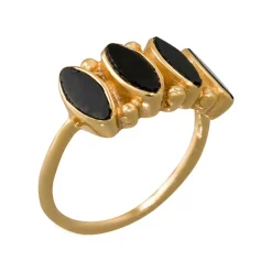 Femme Moonstone Bague Reina Onyx en laiton doré