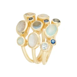 Hot Moonstone Bague Saphia Multipierres en laiton doré