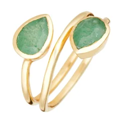 Discount Moonstone Bague Taya Aventurine en laiton doré