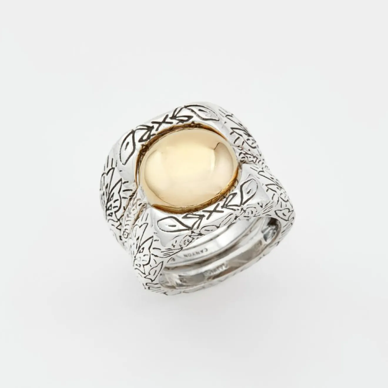 Femme Canyon Bague Triple Argent et Laiton Fidji