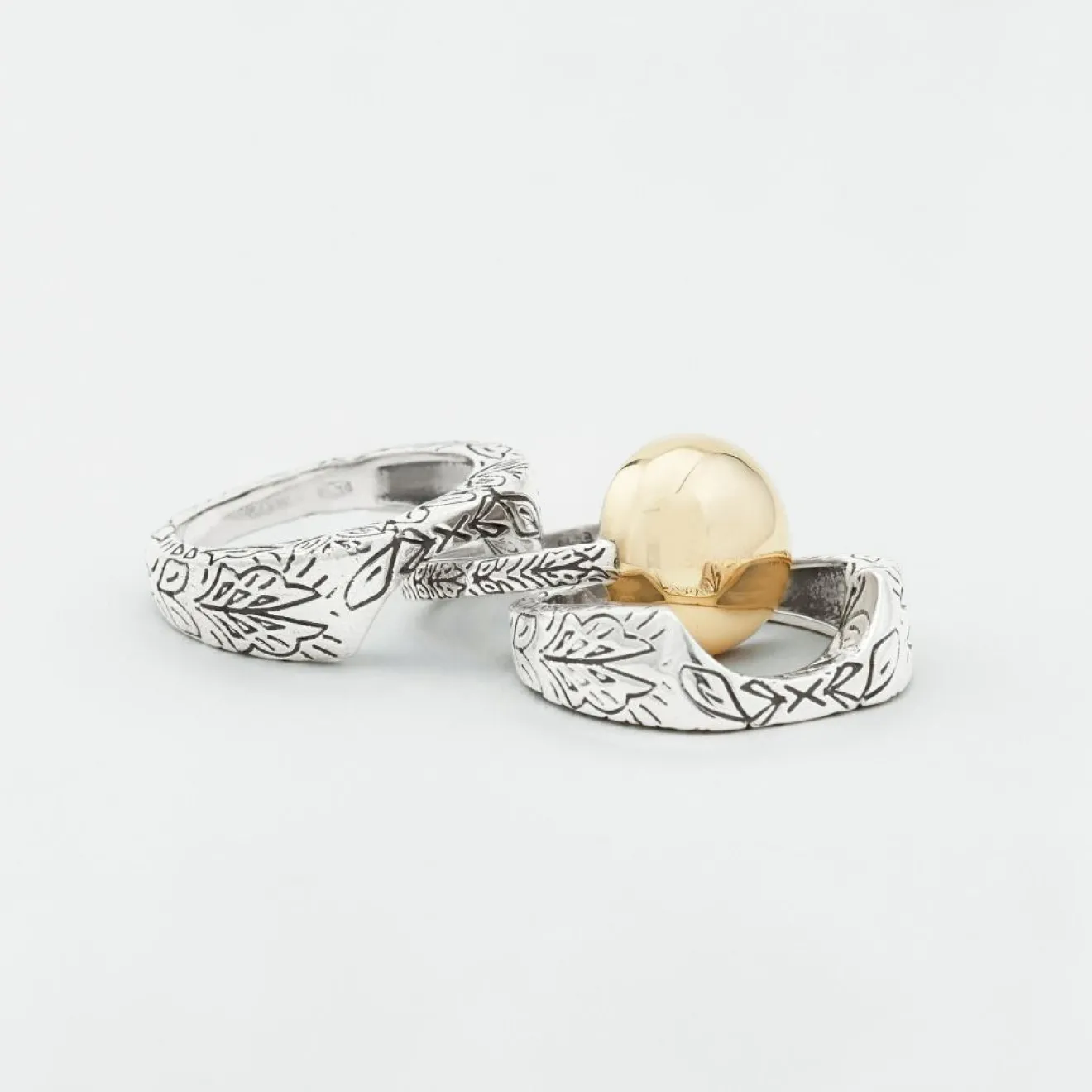 Femme Canyon Bague Triple Argent et Laiton Fidji