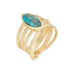 Femme Moonstone Bague Yris Turquoise en laiton doré