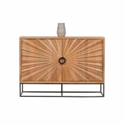 Outlet Bois & Chiffons Bahut 2 portes sculptées Manguier Solaris Beige - 120x42x85 cm