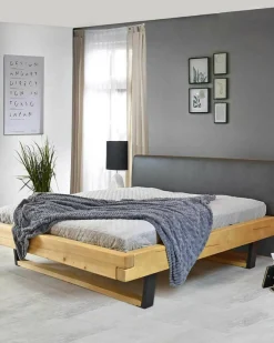 Online Uniqka Bakara - Lit poutre en bois massif d'épicéa et métal noir 160 CM