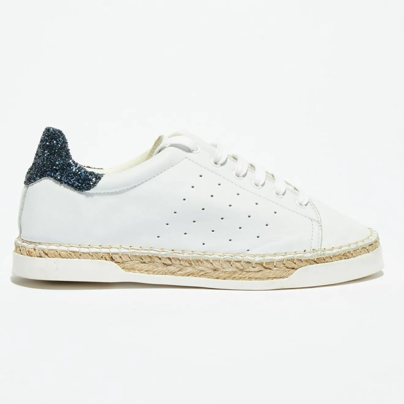 Canal Saint Martin Basket espadrilles en Cuir Lancry Glitter blanc/bleu