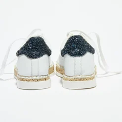 Canal Saint Martin Basket espadrilles en Cuir Lancry Glitter blanc/bleu