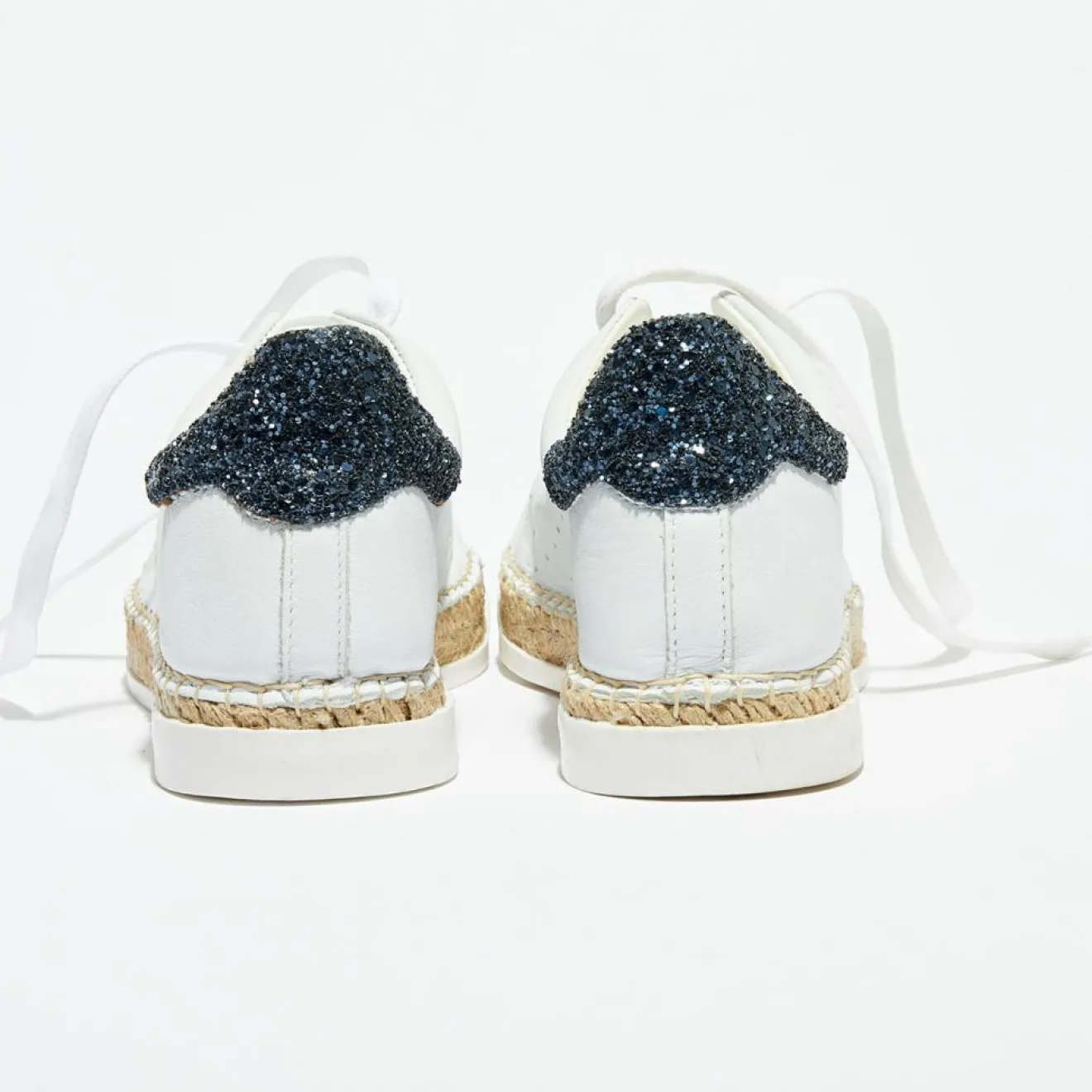 Canal Saint Martin Basket espadrilles en Cuir Lancry Glitter blanc/bleu