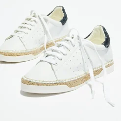 Canal Saint Martin Basket espadrilles en Cuir Lancry Glitter blanc/bleu