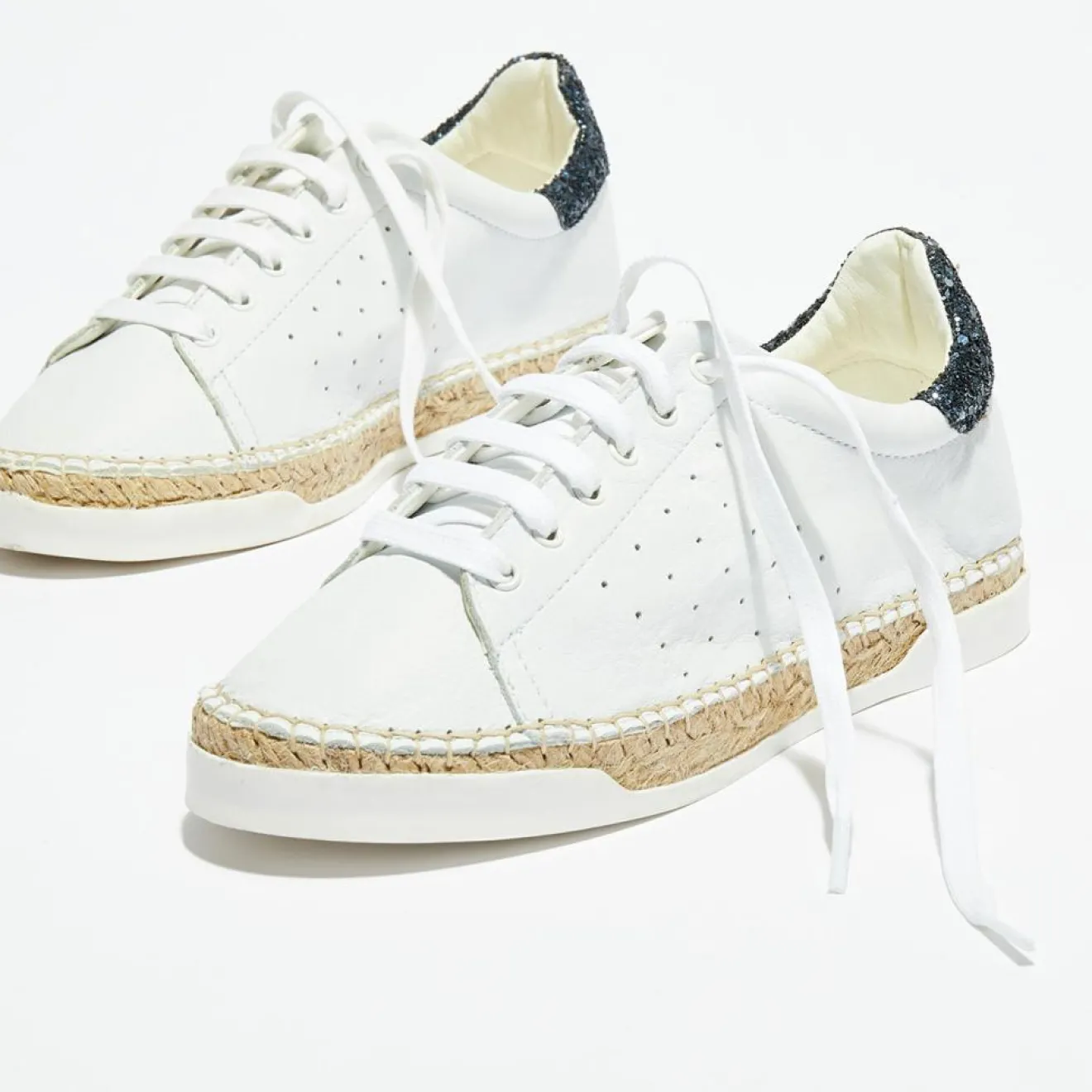 Canal Saint Martin Basket espadrilles en Cuir Lancry Glitter blanc/bleu