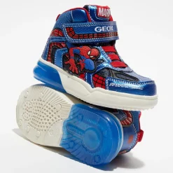 Enfant Geox Baskets à lumières Grayjay Spider-Man x Marvel bleu/rouge