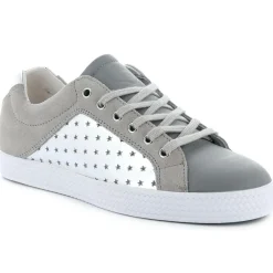 Femme Palladium Baskets basses en Velours de Cuir & Cuir gris/argenté