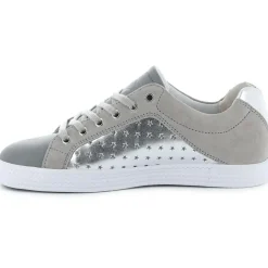 Femme Palladium Baskets basses en Velours de Cuir & Cuir gris/argenté