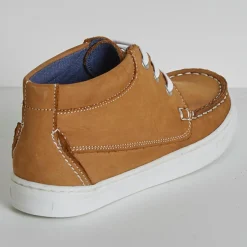 Enfant Cyrillus Baskets bateau montantes en Cuir marron cognac