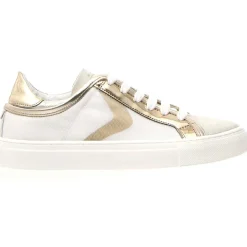 Outlet Voile Blanche Baskets en Cuir & Velours de Cuir Erika blanc/doré