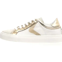 Outlet Voile Blanche Baskets en Cuir & Velours de Cuir Erika blanc/doré