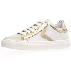 Outlet Voile Blanche Baskets en Cuir & Velours de Cuir Erika blanc/doré