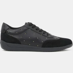 Discount Geox Baskets en Cuir & Velours de Cuir Myria noires