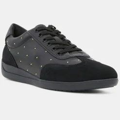 Discount Geox Baskets en Cuir & Velours de Cuir Myria noires