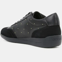 Discount Geox Baskets en Cuir & Velours de Cuir Myria noires