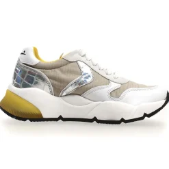 Voile Blanche Baskets en Cuir & Velours de Cuir Sheel argenté/gris - Talon 4 cm