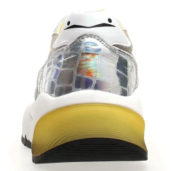 Voile Blanche Baskets en Cuir & Velours de Cuir Sheel argenté/gris - Talon 4 cm