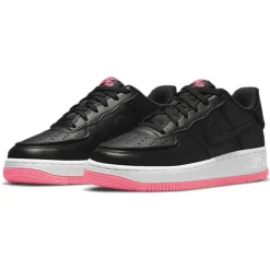 Nike Baskets en Cuir Air Force 1 Gs noir/rose