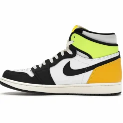 Outlet Nike Baskets en Cuir Air Jordan 1 High Og Vault blanc/noir/vert fluo/jaune