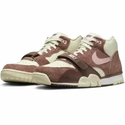Homme Nike Baskets en Cuir Air Trainer 1 Mid marron/beige/rose