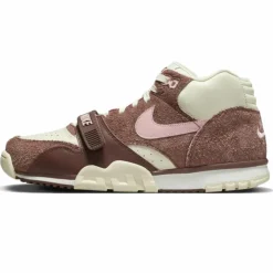 Homme Nike Baskets en Cuir Air Trainer 1 Mid marron/beige/rose