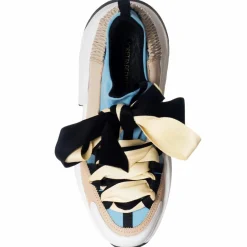 Discount Loretta Pettinari Baskets en Cuir Berlin beige/bleu/noir- Talon 5 cm