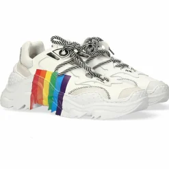 Hot N21 Baskets en Cuir blanc/multicolore