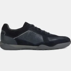 Clearance Geox Baskets en Cuir et Velours de Cuir Metodo bleu marine