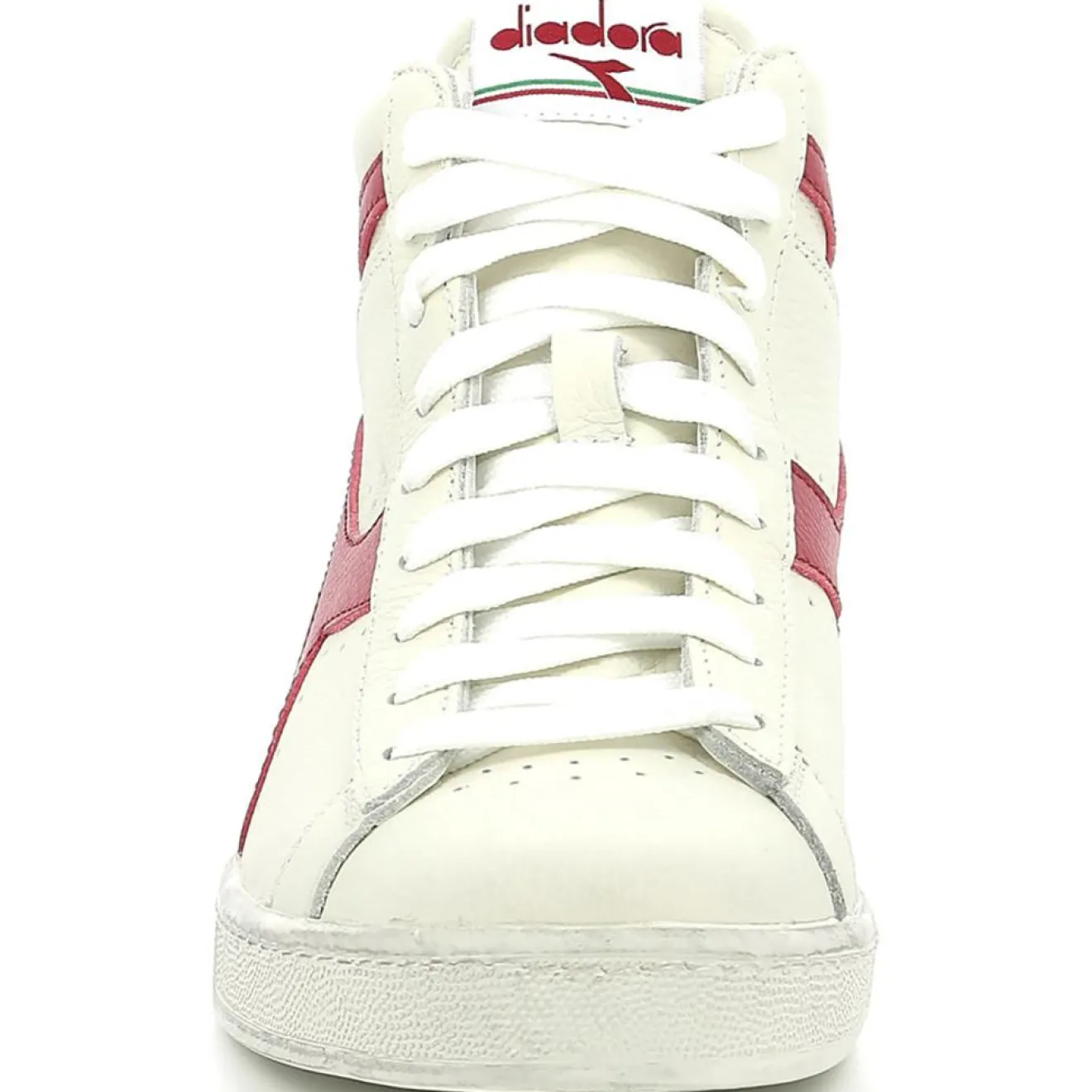 Homme Diadora Baskets en Cuir Game L Hi Waxed blanc/rouge