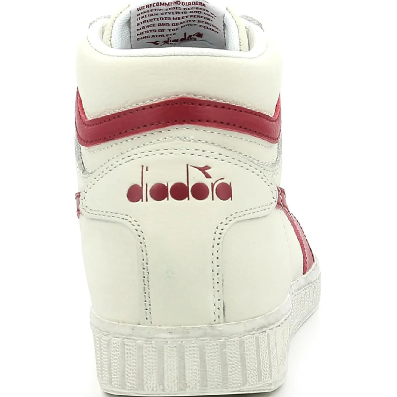 Homme Diadora Baskets en Cuir Game L Hi Waxed blanc/rouge