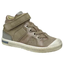 Enfant Kickers Baskets en Cuir hautes Iguane gris fonce/gris clair