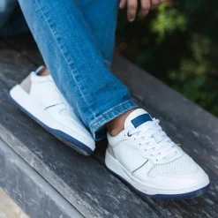 Bocage Baskets en Cuir Kadapa blanc/beige/bleu