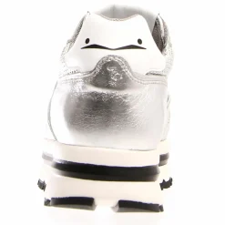 Femme Voile Blanche Baskets en Cuir May argentées - Talon 4 cm