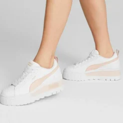 Hot Puma Baskets en Cuir Mayze blanc/rose