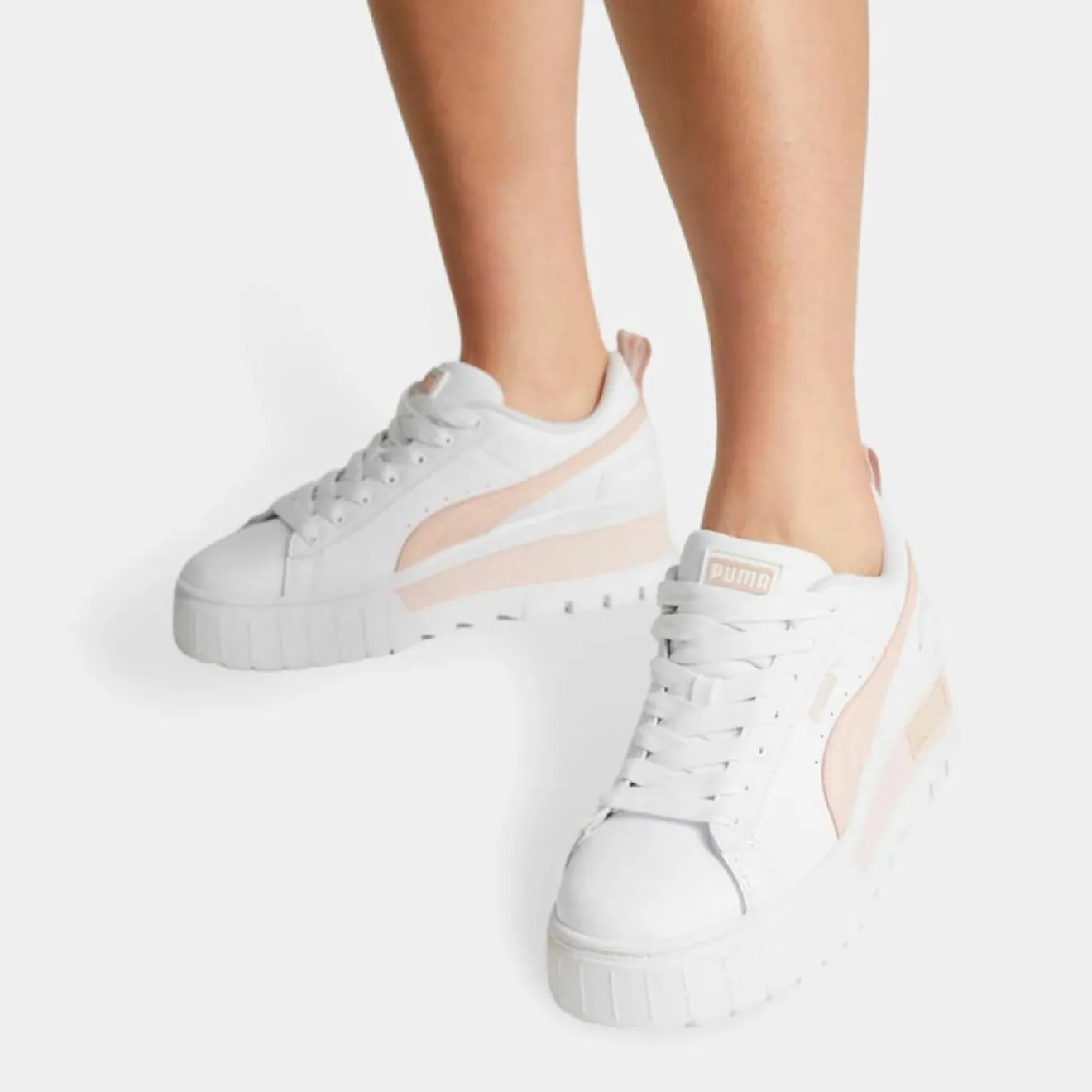 Hot Puma Baskets en Cuir Mayze blanc/rose