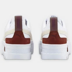 Femme Puma Baskets en Cuir Mayze Luxe blanc/bordeaux