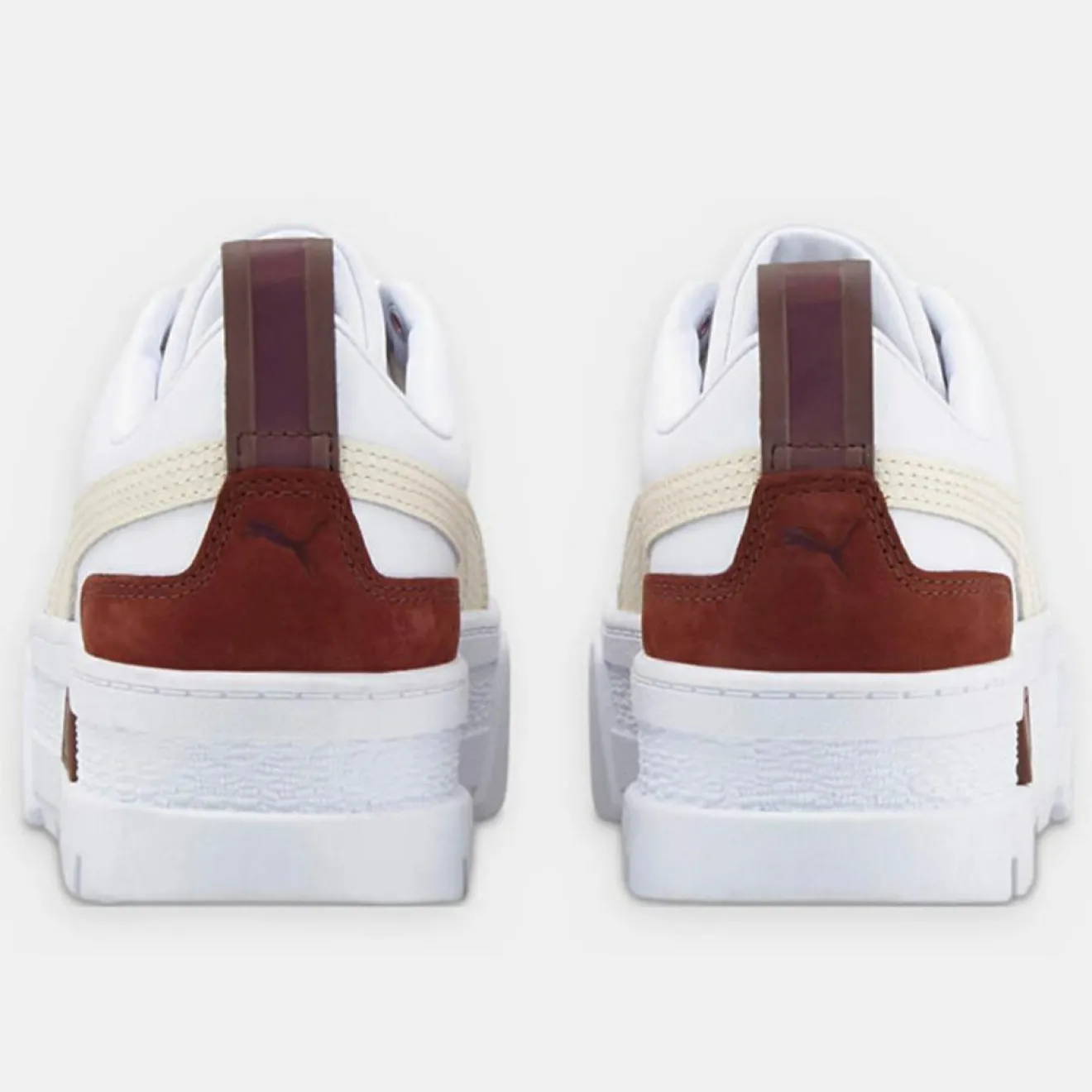 Femme Puma Baskets en Cuir Mayze Luxe blanc/bordeaux