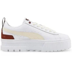 Femme Puma Baskets en Cuir Mayze Luxe blanc/bordeaux