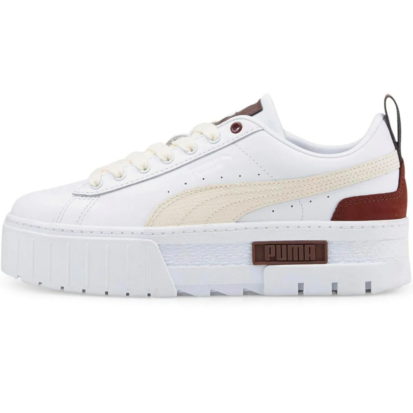 Femme Puma Baskets en Cuir Mayze Luxe blanc/bordeaux