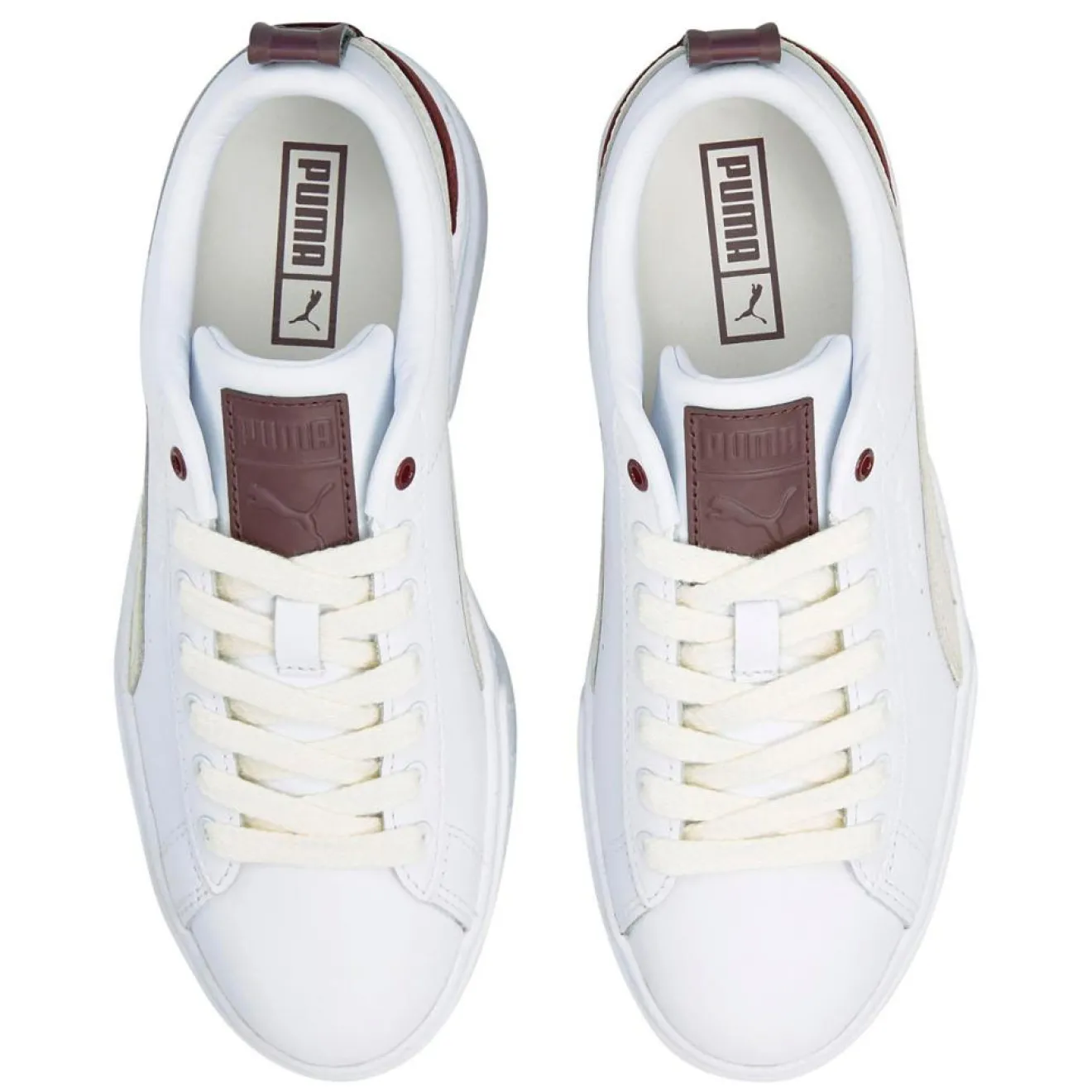 Femme Puma Baskets en Cuir Mayze Luxe blanc/bordeaux
