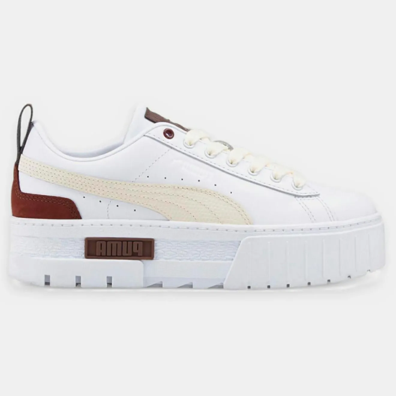Femme Puma Baskets en Cuir Mayze Luxe blanc/bordeaux