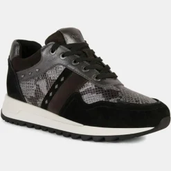 Clearance Geox Baskets en Cuir running Tabelya gris/noir